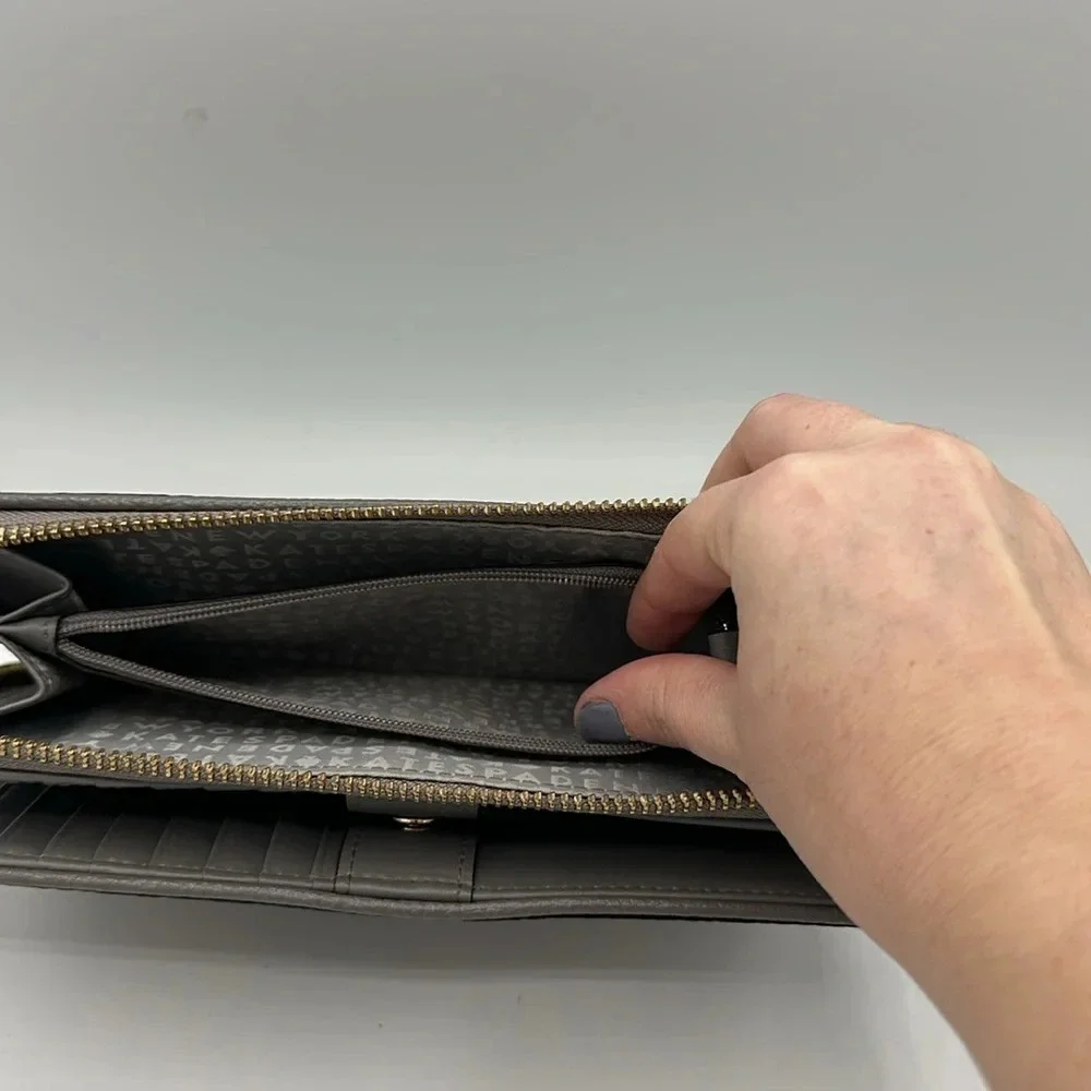 Kate Spade Gray pebbled Leather Brigitta Mulberry Street Long Wallet - Picture 5 of 8